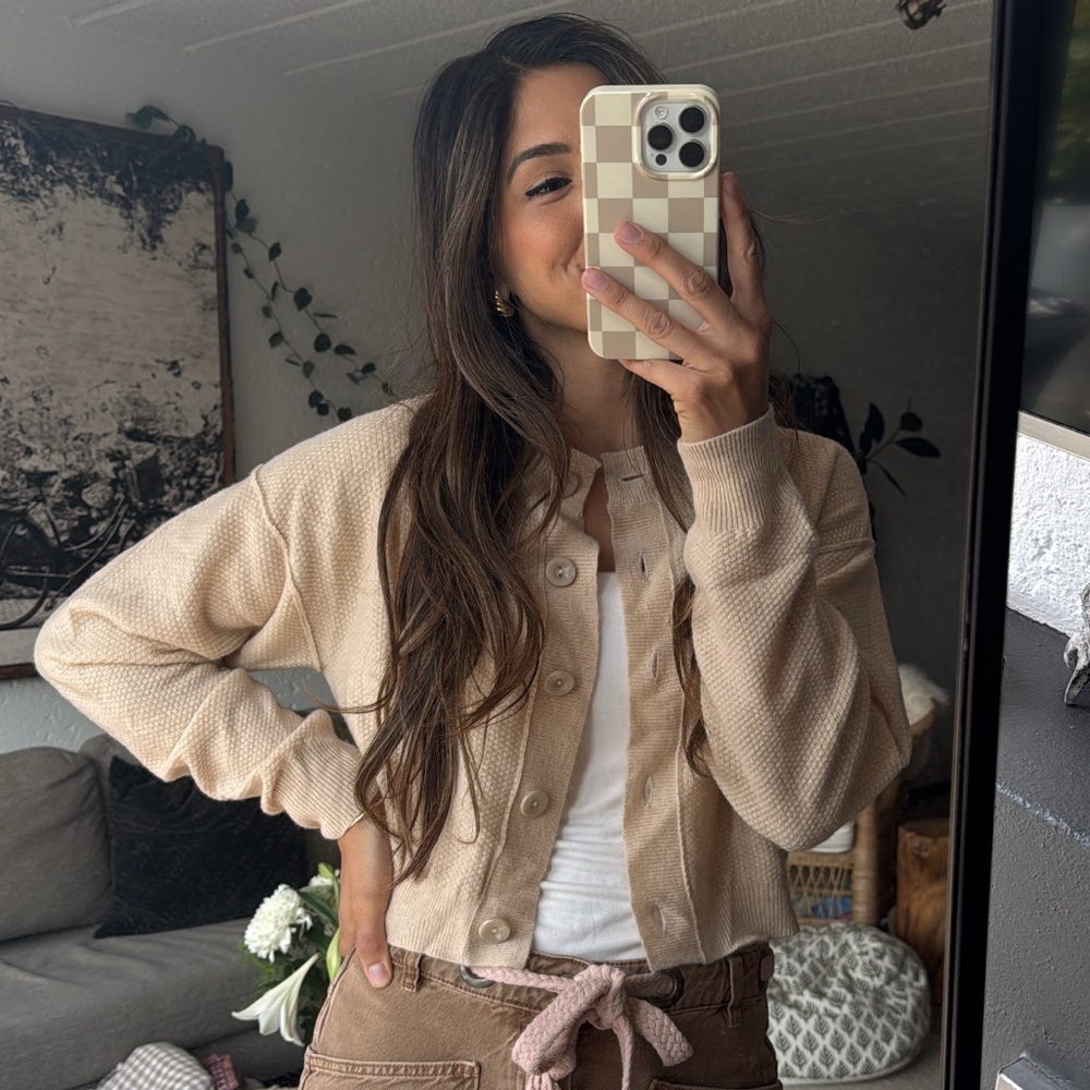 Free People 100% Cashmere Button-Up Cardigan